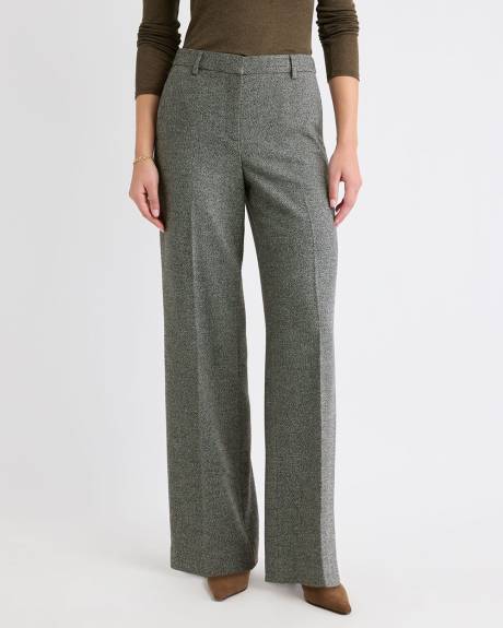 Pantalon en Tweed à Taille Mi-Haute et Jambe Large