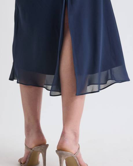 Sleeveless Midi Cocktail Dress with Cape