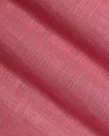 Short-Sleeve Linen-Blend Midi Dress with Shirt Collar