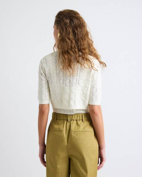 Short-Sleeve Crochet Cardigan