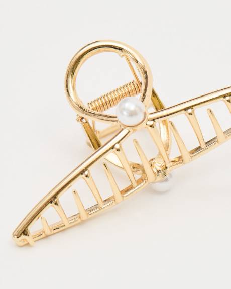 Metal Hair Gripper with Pearl