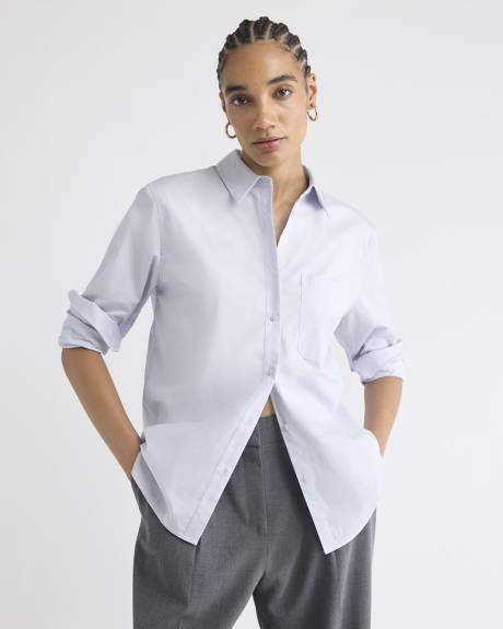 Long-Sleeve Buttoned-Down Poplin Blouse