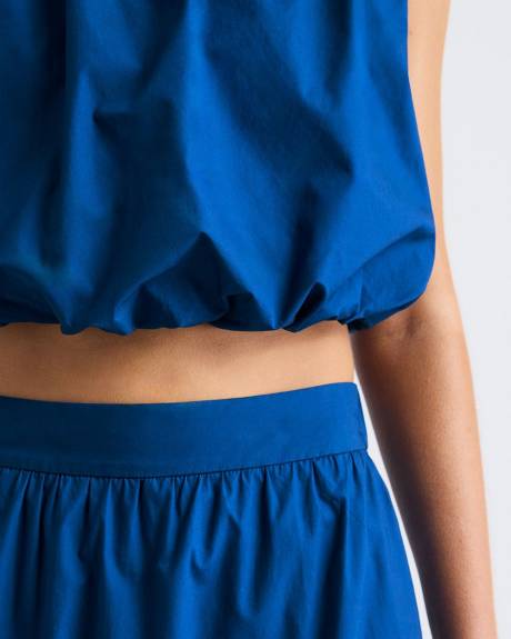 Sleeveless Cropped Bubble Blouse