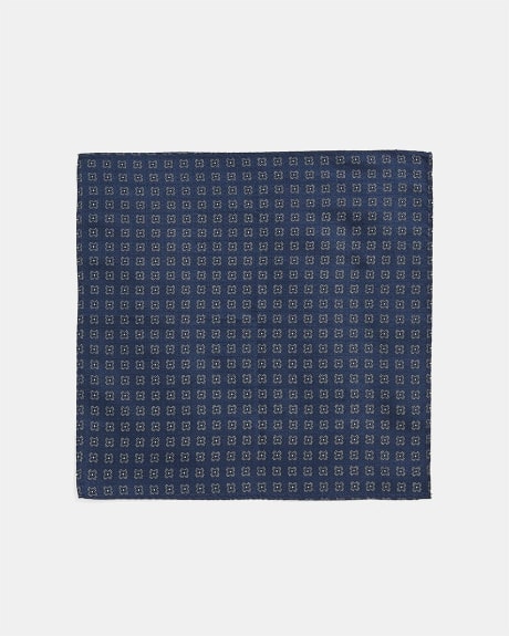 Navy Handkerchief with Geometric Flowers