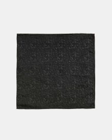 Black Silk Pocket Square with Grey Dots