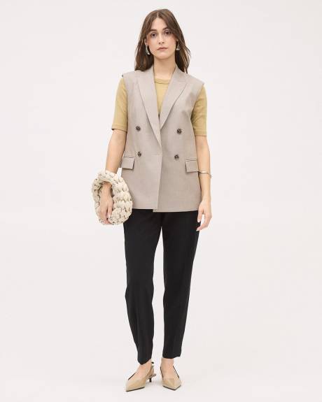 Veste Taupe Longue Sans Manches