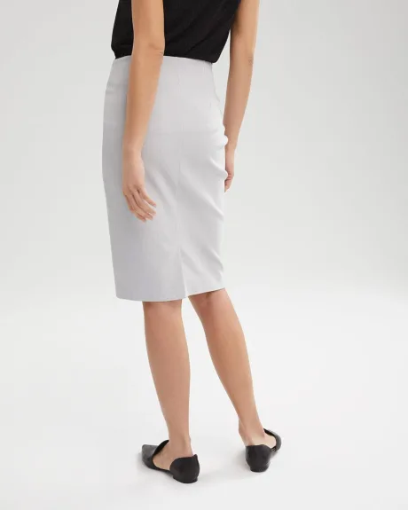 Mid-Rise Twill Grey Stripes City Skirt