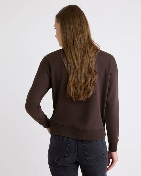 Pull en French Terry à Col Rond et Manches Longues