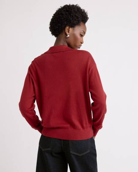Wool-Blend Long-Sleeve Polo Sweater