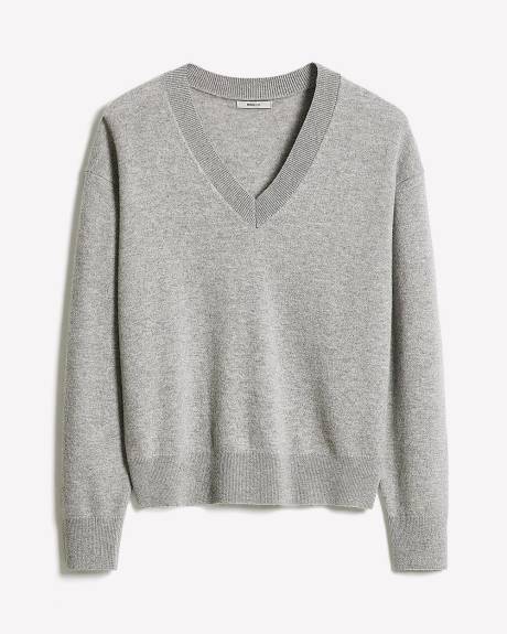Merino Wool V-Neck Drop Shoulder Sweater
