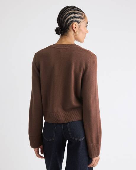 Cropped Boxy Merino-Blend Cardigan with Pockets