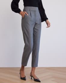 Tapered-Leg High-Rise Flannel Ankle Pant