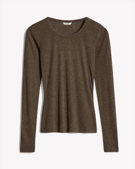 Wool-Blend Scoop-Neck Long-Sleeve Top