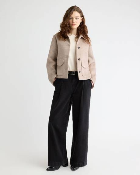 Plaid Wool-Blend Worker Jacket