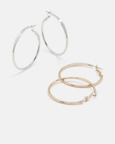 Basic Hoop Earrings - 2 Pairs