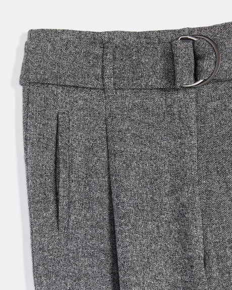 Pantalon en Tweed à Taille Haute à Jambe Cheville Fuselée - 28"