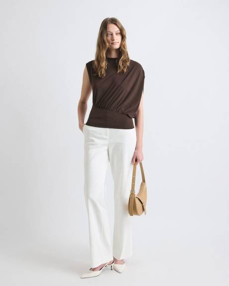 Haut à Détail Asymétrique à Manches Très Courtes et Col Rond