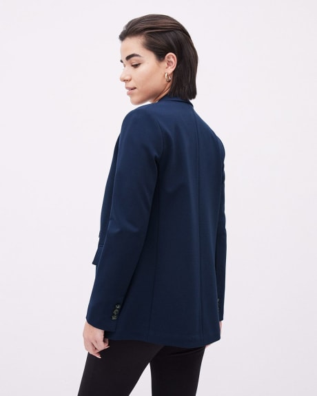 Navy Loose Open Double-Breasted Blazer