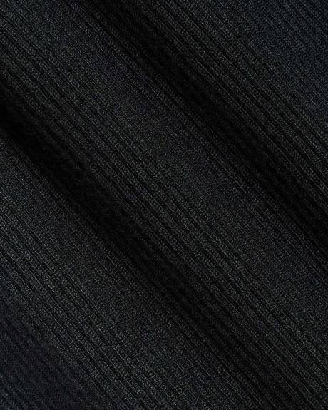 Long-Sleeve Mock-Neck Fitted Ribbed Midi Dress