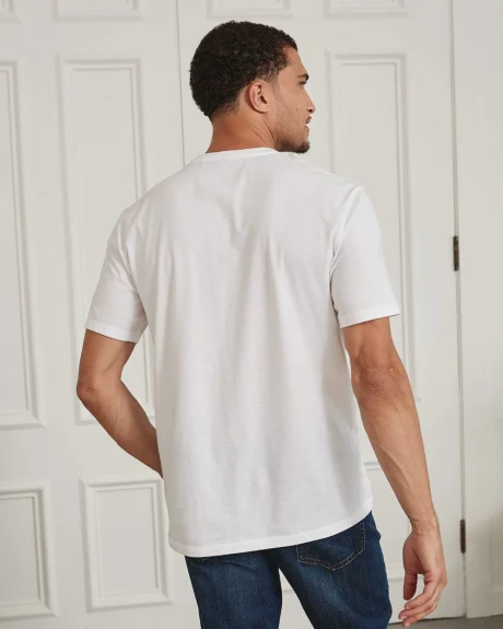 T-Shirt Blanc à Col Rond à Imprimé