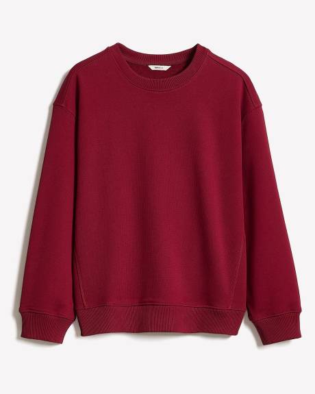 Pull en French Terry à Col Rond et Manches Longues