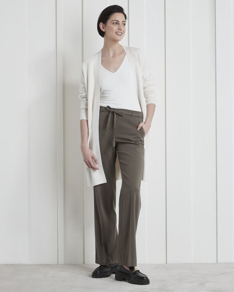 Twill Mid-Rise Wide Leg Pant with Sash