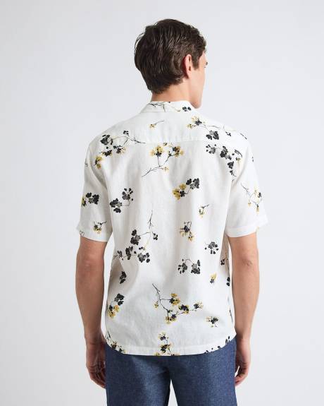 Chemise Courte &agrave; Manches Courtes et Col Camp avec Motif Floral