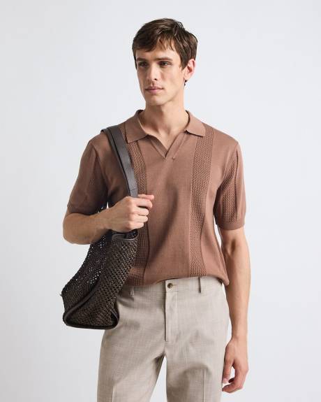 Short-Sleeve Johnny Sweater with Vertical Stripes