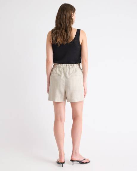 Striped High-Rise Linen-Blend Short