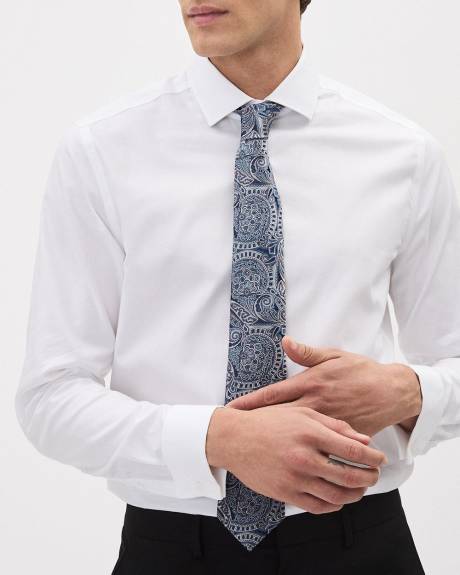 Cravate R&eacute;guli&egrave;re Bleue &agrave; Motif Cachemire