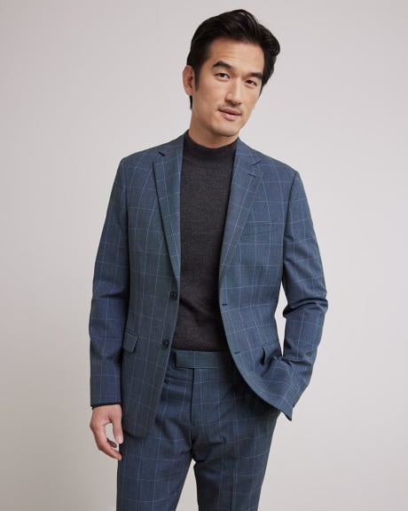 Slim-Fit Blue Windowpane Suit Blazer