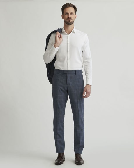 Tailored Fit Blue Checkered Wool Traveler Suit Pant