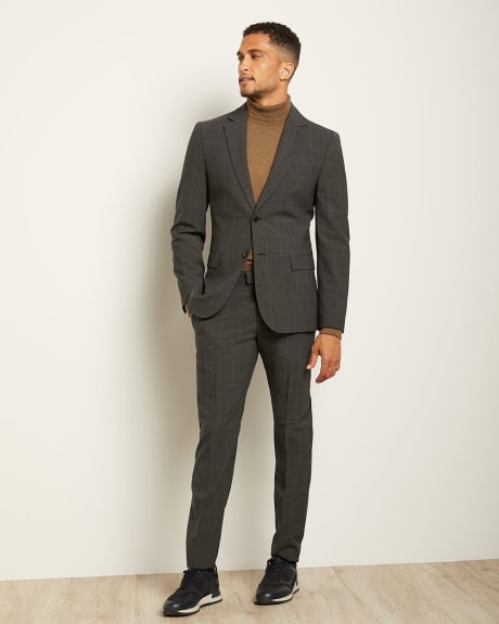 Slim Fit Checkered Grey Traveller Suit Blazer - Tall