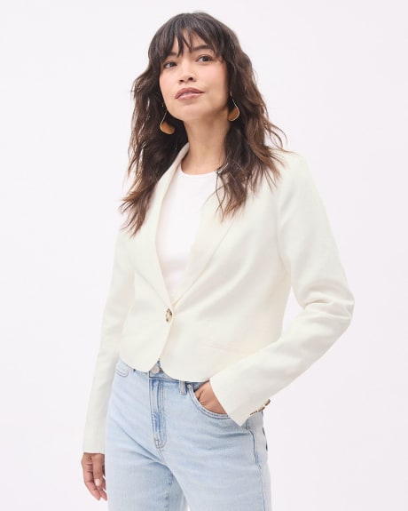 Relaxed-Fit One-Button Cropped Blazer