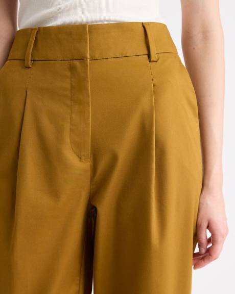 Pantalon Cheville &agrave; Jambe Ballon et Taille Haute en Serg&eacute;