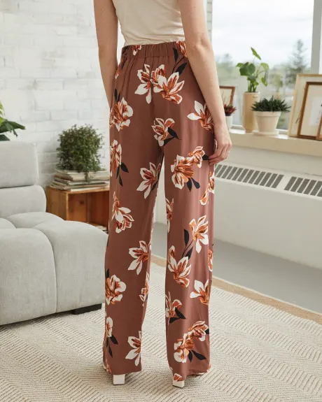High-Waisted Floral Palazzo Pant - 33"