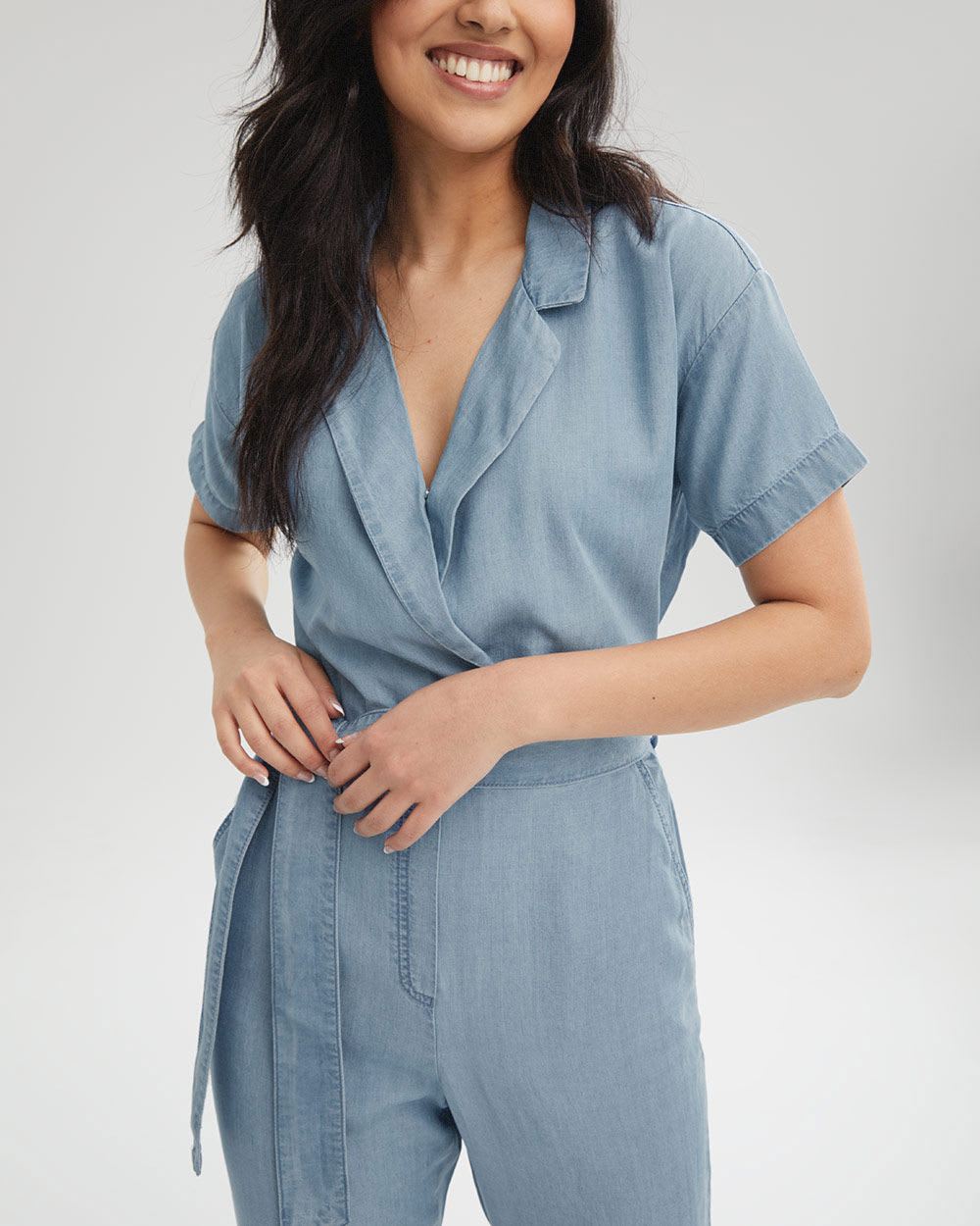 Wrap Shirt Collar Jumpsuit RW&CO.