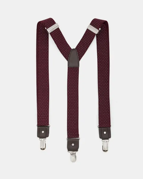 Burgundy Elastic Suspenders with Dots