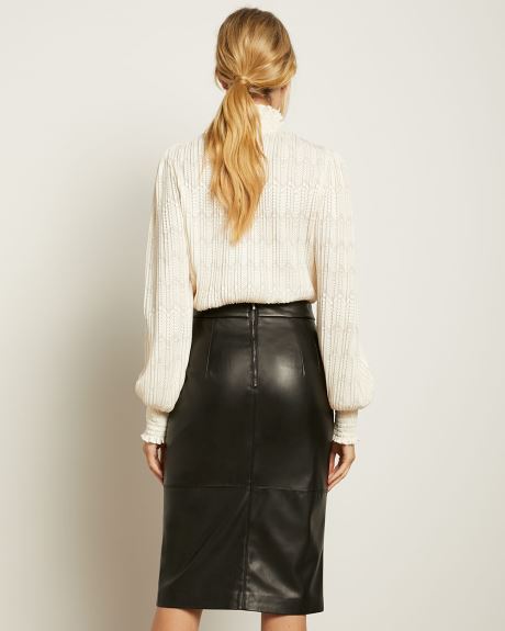High-Waist Faux Leather Pencil Skirt