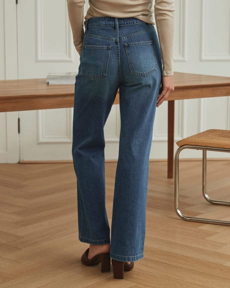 Jeans Bleu Moyen à Taille Haute et Jambe Large - 31,5 "