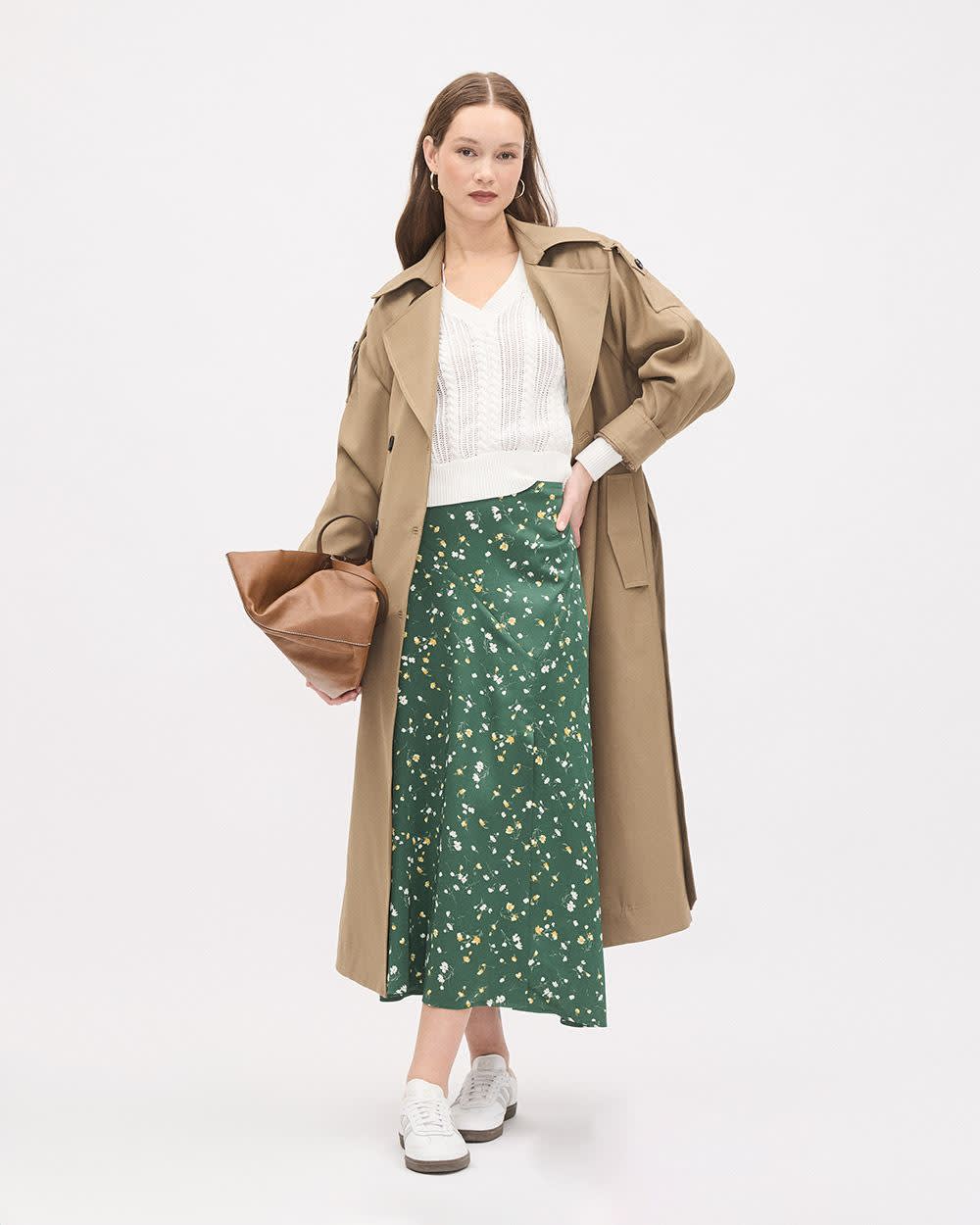 Satin High-Rise Flare Maxi Skirt