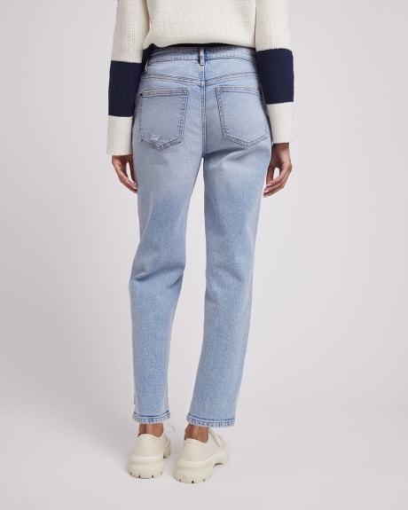 Light-Wash High-Waisted Straight Ankle Jeans