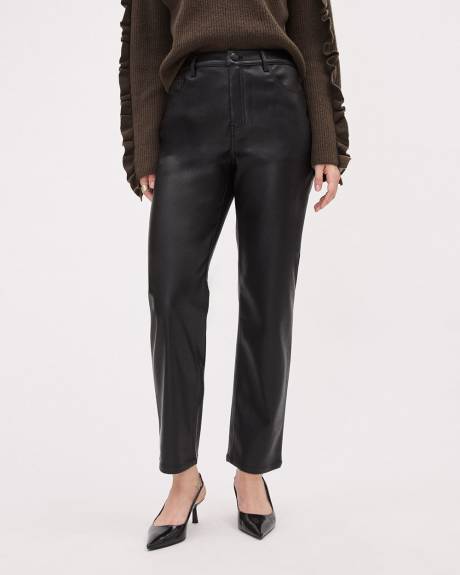 Straight-Leg High-Rise Faux Leather Pant