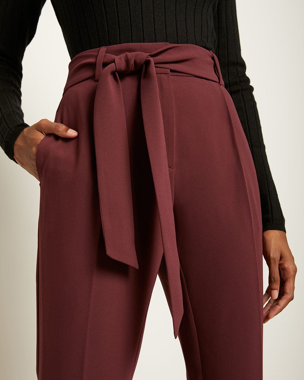 Belted High-Waist Tapered Leg Pant | RW&CO.