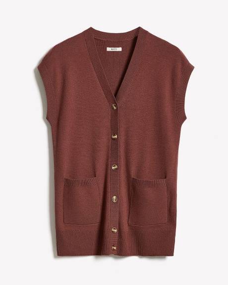 Long Buttoned-Down Sweater Vest