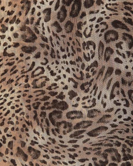 Blouse à Manches Longues à Col V avec Ruban à l'Encolure