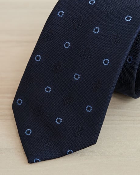 Navy Regular Tie with Geometric Pattern