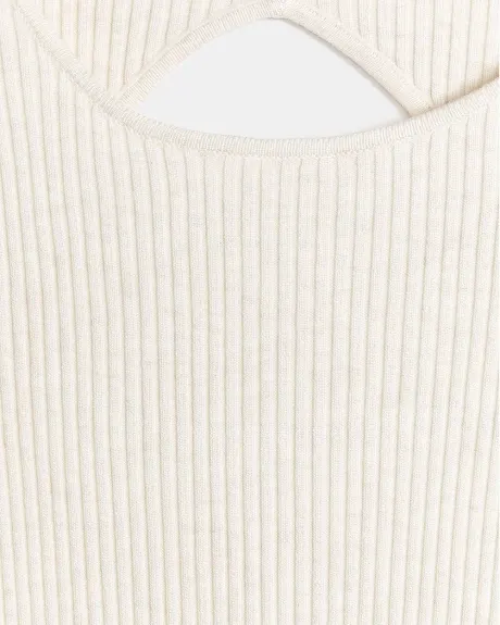 Solid Ribbed Sweater with Open Back