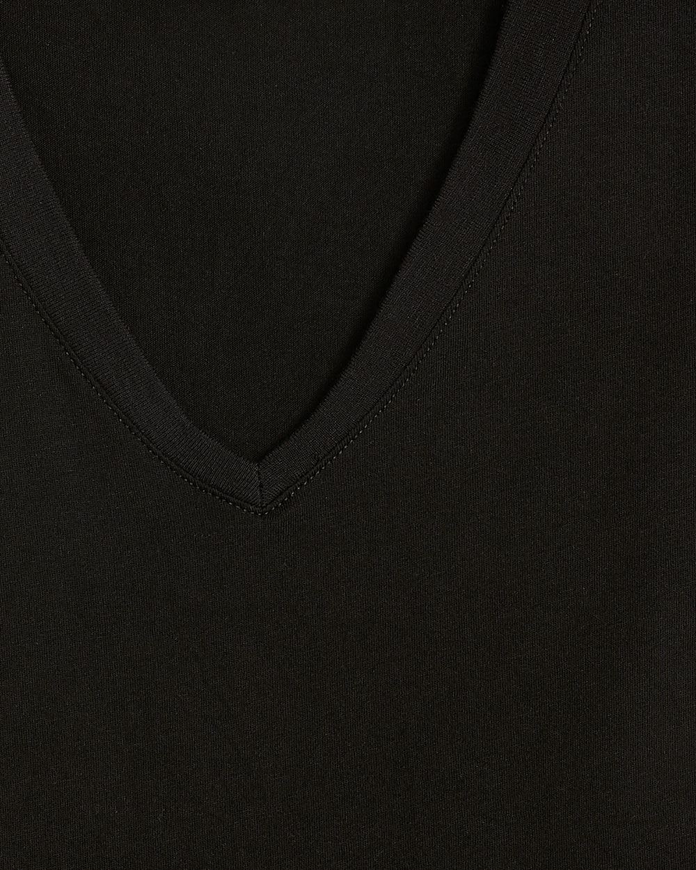 Solid Cap-Sleeve V-Neck T-Shirt