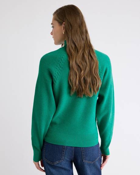 Pull Côtelé à Col Montant et Manches Longues